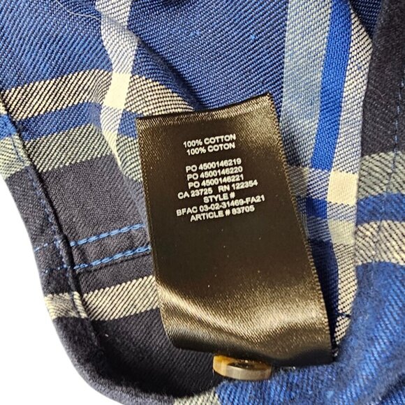 Aritzia TNA Womens Cropped Plaid Button Up Shirt, Flannel, Blue, Cotton, Size XS - Picture 5 of 8